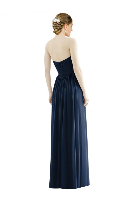 Long Sleeveless Soft Chiffon Dark Navy A-Line Formal Evening Gown