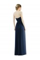 Long Sleeveless Soft Chiffon Dark Navy A-Line Formal Evening Gown