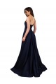 Long Sleeveless Stretch Crepe Dark Navy A-Line Formal Dress
