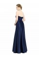 Long Sleeveless Stretch Satin Dark Navy A-Line Black Tie Evening Dress