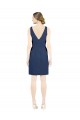 Knee Length Sleeveless Satin Dark Navy A-Line Evening Dress