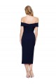 Midi Length Sleeveless Stretch Crepe Dark Navy Mermaid Formal Evening Dress
