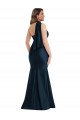 Long Sleeveless Silky Satin Dark Navy Mermaid Plus Size Formal Evening Dress