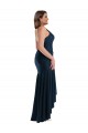 Long Sleeveless Silky Satin Dark Navy Mermaid High Low Plus Size Evening Dress