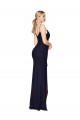 Long Sleeveless Soft Chiffon Dark Navy Mermaid Evening Dress