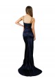 Long Sleeveless Stretch Satin Dark Navy Mermaid Formal Evening Dress