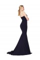 Sweep Train Sleeveless Stretch Crepe Dark Navy Mermaid Formal Evening Dress