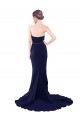 Sweep Train Sleeveless Stretch Crepe Dark Navy Mermaid Semi Formal Evening Dress