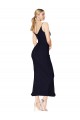 Knee Length Sleeveless Soft Chiffon Dark Navy Mermaid Formal Evening Dress