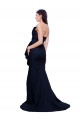 Sweep Train Sleeveless Stretch Crepe Dark Navy Sheath Semi Formal Evening Dress