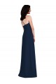 Long Sleeveless Stretch Crepe Dark Navy Trumpet Semi Formal Evening Dress