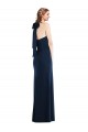 Long Sleeveless Stretch Crepe Dark Navy High Neck Trumpet Semi Formal Evening Dress