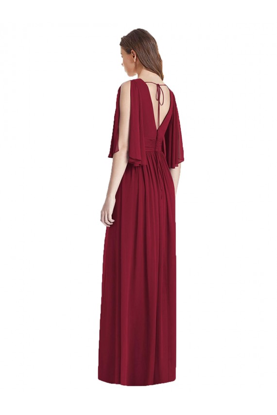 Long Sleeveless Soft Chiffon Dark Navy Trumpet Semi Formal Evening Dress