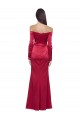Long Long Sleeves Stretch Satin Dark Red Sheath Formal Evening Dress