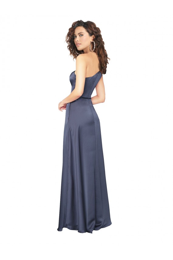 Long Sleeveless Silky Satin Dusk One Shoulder A-Line Formal Evening Dress