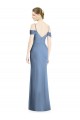 Long Cold Shoulder Soft Chiffon Dusty Blue A-Line Formal Evening Dress