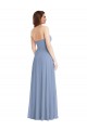 Long Sleeveless Soft Chiffon Dusty Blue Strapless A-Line Semi Formal Evening Dress