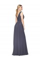 Long Sleeveless Soft Chiffon Dusty Blue A-Line Formal Evening Dress