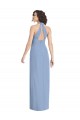 Long Sleeveless Soft Chiffon Dusty Blue Trumpet Formal Evening Dress