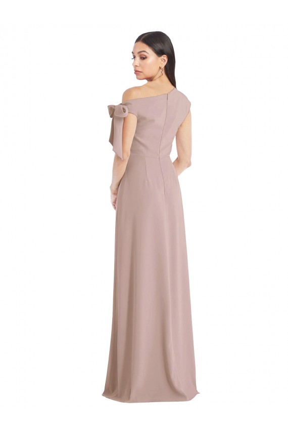 Long Sleeveless Stretch Crepe Dusty Pink A-Line Formal Evening Dress