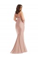 Long Sleeveless Silky Satin Dusty Pink Halter Neck Mermaid Plus Size Formal Evening Dress