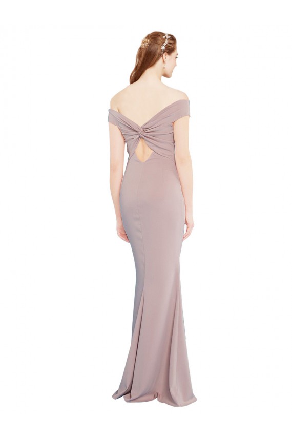Long Sleeveless Stretch Crepe Dusty Pink Mermaid Formal Evening Dress