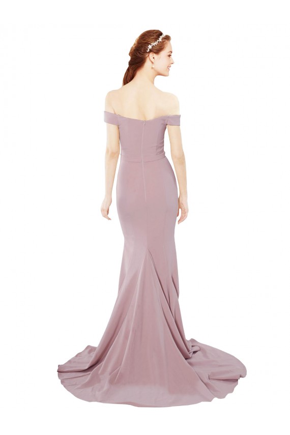 Sweep Train Sleeveless Stretch Crepe Dusty Pink Mermaid Evening Dress