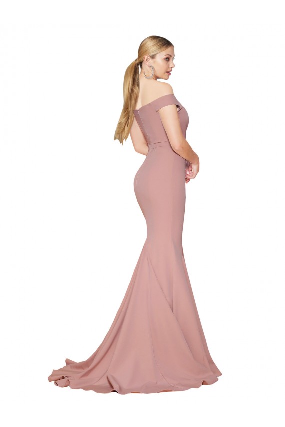 Sweep Train Sleeveless Stretch Crepe Dusty Pink Mermaid Formal Evening Dress