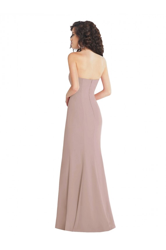 Long Sleeveless Stretch Crepe Dusty Pink Mermaid Formal Dress