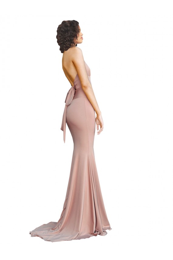 Long Sleeveless Spandex Dusty Pink Mermaid Formal Evening Dress