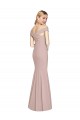 Long Sleeveless Stretch Crepe Dusty Pink Trumpet Semi Formal Evening Gown