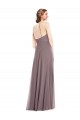Long Sleeveless Soft Chiffon Dusty Rose A-Line Formal Evening Dress