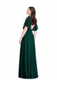 Long Bell Sleeves Soft Chiffon Ever Green A-Line Semi Formal Evening Dress