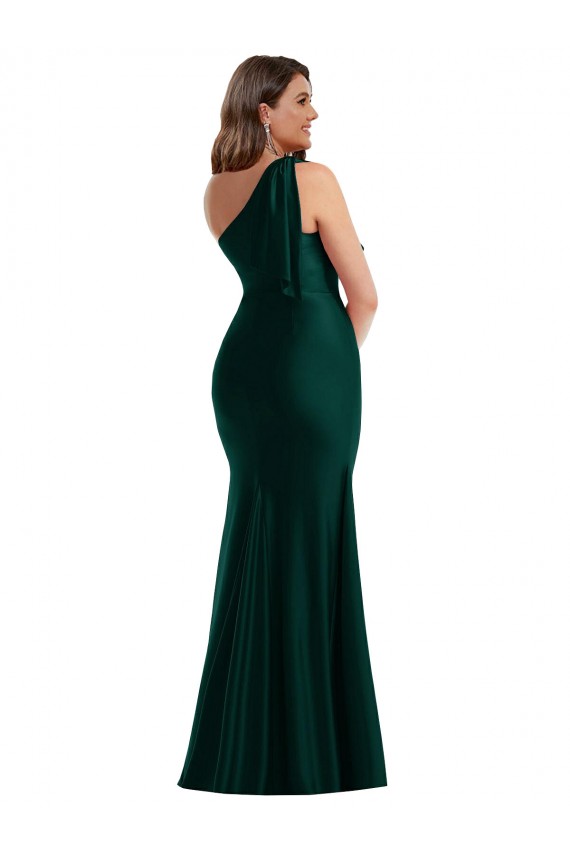 Long Sleeveless Silky Satin Ever Green Mermaid Plus Size Formal Evening Dress