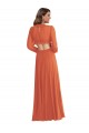 Long Long Sleeves Soft Chiffon Firecracker A-Line High Low Evening Dress