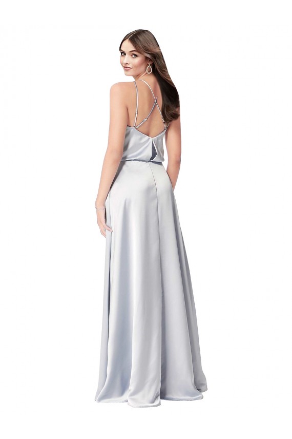 Long Sleeveless Silky Satin Fog A-Line Formal Evening Dress