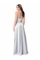 Long Sleeveless Silky Satin Fog A-Line Formal Evening Dress