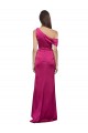 Long Sleeveless Stretch Satin Fuchsia A-Line Evening Dress