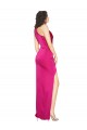 Long Sleeveless Silky Satin Fuchsia Sheath Formal Evening Dress