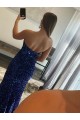 Sweep Train Sleeveless Velvet Sequin Fuchsia Sheath Evening Gown