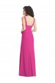 Long Sleeveless Stretch Crepe Fuchsia Trumpet Semi Formal Evening Dress
