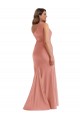 Long Sleeveless Silky Satin Georgia Peach Mermaid Black Tie Plus Size Evening Dress