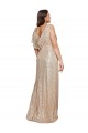 Long Sleeveless Sequin Gold A-Line Black Tie Plus Size Evening Dress