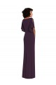 Long Split Sleeves Spandex Grape Sheath Formal Evening Dress