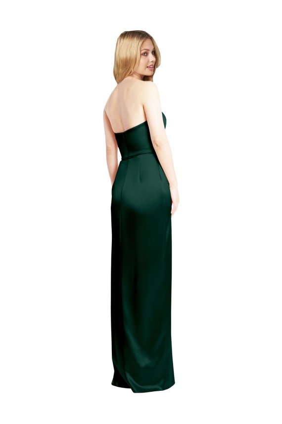 Long Sleeveless Stretch Satin Hunter A-Line Formal Evening Dress