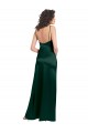 Long Sleeveless Stretch Satin Hunter Scoop Neck A-Line Formal Evening Dress