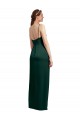 Long Sleeveless Stretch Satin Hunter Column Formal Evening Dress