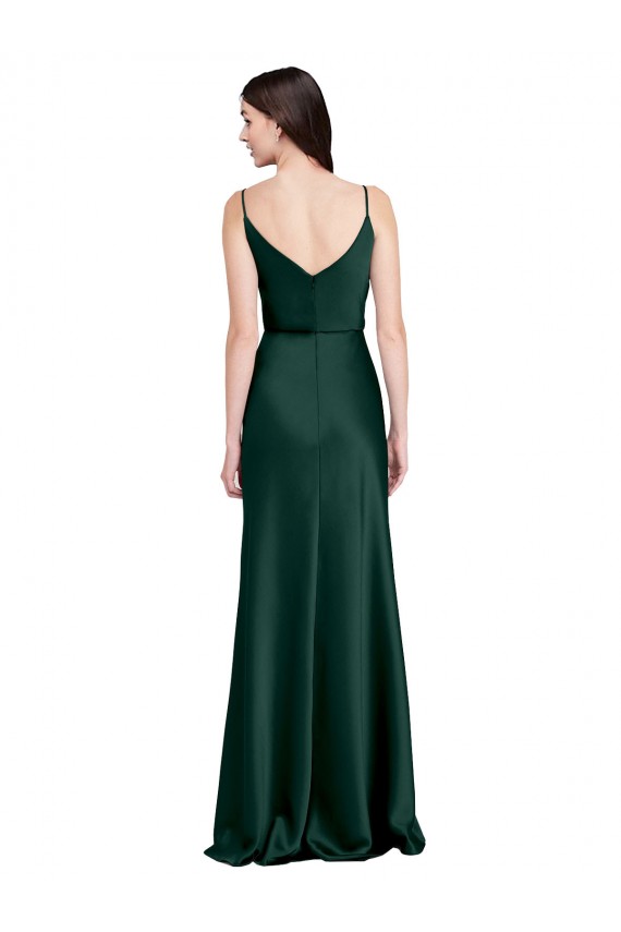 Long Sleeveless Stretch Satin Hunter Sheath Black Tie Evening Dress