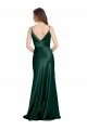 Long Sleeveless Stretch Satin Hunter Sheath Formal Evening Dress