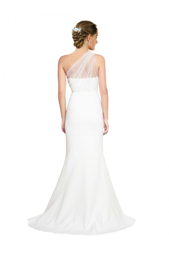 Sweep Train Sleeveless Stretch Crepe & Tulle Ivory Mermaid Formal Evening Dress